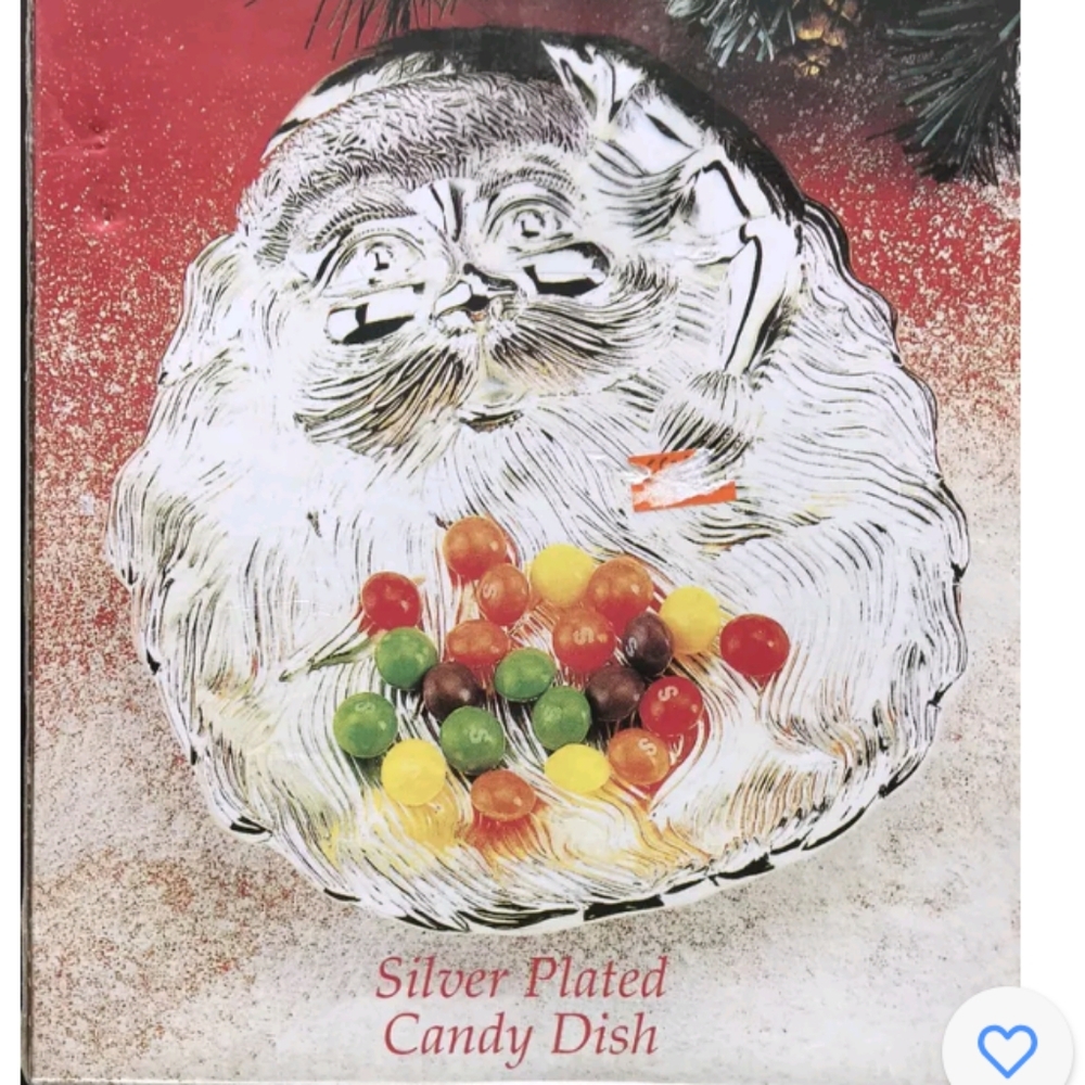 Vintage Godinger Silver Plated Candy/Nut Dish Santa Holiday Christmas 90's